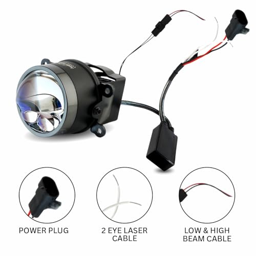 Audio Wheels 3 Inch Universal LED Projector Projector Fog Lamp - 120W Dual-Beam | White -6000K | 15,000LM | Blue Film Lens | 12V/24V Car Driving Light for Vehicle Modification | 1-Year Warranty|B0FRSS6HB4