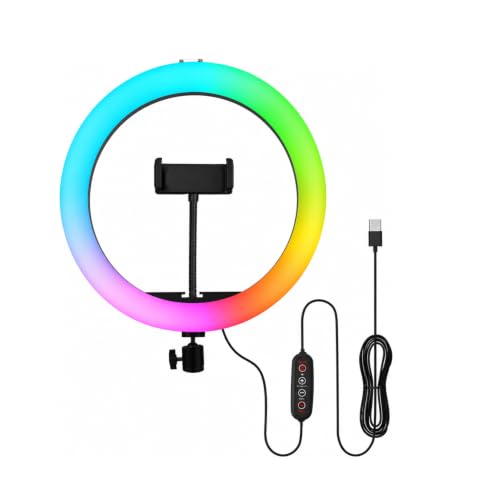 Bestor 12 Inch RGB Ring Light with Phone Holder, 3 Light Modes, 10 Brightness Levels, USB Powered LED Selfie Ring Light for Video Recording, Live Streaming, Makeup, Photography & Online Classes|B0HCBMGL1J