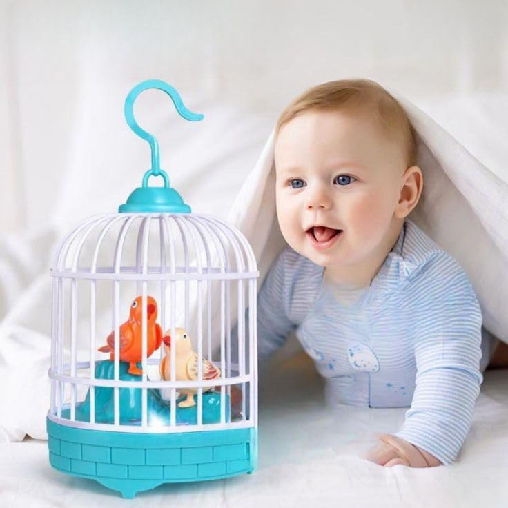 Talking Bird Toy in Cage for Kids – Interactive Sound Repeating Bird with Chirping Sounds, Hanging Bird Cage Toy, Fun Educational Gift for Boys & Girls Ages|B0H7X5NMXL