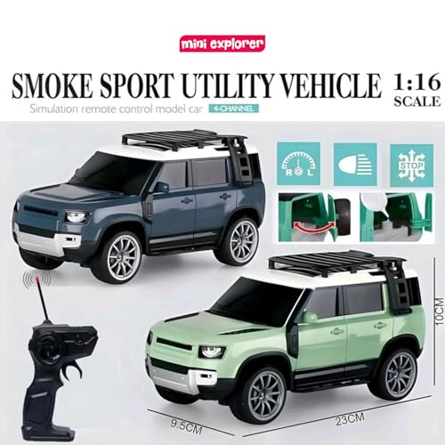 MiniExplorer SUV Defender Remote Control RC Car with Real Smoke | High Speed Racing Toy with LED Lights | Rechargeable Battery | Fully Functional RC Vehicle for Kids Boys & Girls|B0GVT13HQ2