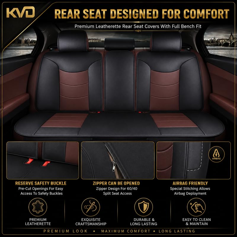 KVD AUTOZONE Heavy Nappa Leather Luxury Car Seat Cover Compatible with Maruti Suzuki New Swift Black + Coffee Free Pillows and Neckrest (5 Year Warranty)- D138/52|B0CSCZXHP8