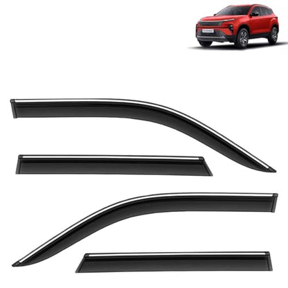 KINGSWAY Accessories Chrome Lining Door Visor Only Compatible with Maruti Suzuki Swift (Year 2024 Onwards) All Model, Premium Chromeline Unbreakable Car Rain Guard Side Rear Wind Deflectors, Pack of 4|B0D8TBQ1PM