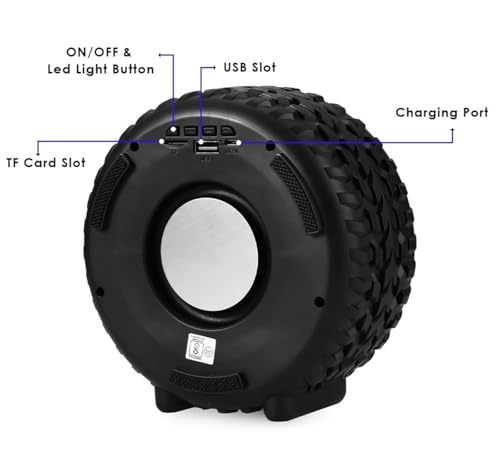 Drumstone Portable 8W Bluetooth Speaker with Mic | Mini Tyre Design Wireless Speaker | HD Stereo Sound with Rich Bass | Up to 10 Hours Playtime | Hands-Free Calling | Compact Travel|B0G2JB7YHH