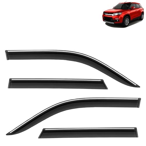 KINGSWAY Accessories Chrome Lining Door Visor Only Compatible with Maruti Suzuki Swift (Year 2024 Onwards) All Model, Premium Chromeline Unbreakable Car Rain Guard Side Rear Wind Deflectors, Pack of 4|B0D8TBQ1PM