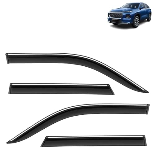 KINGSWAY Accessories Chrome Lining Door Visor Only Compatible with Maruti Suzuki Swift (Year 2024 Onwards) All Model, Premium Chromeline Unbreakable Car Rain Guard Side Rear Wind Deflectors, Pack of 4|B0D8TBQ1PM