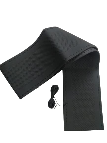 BLACKBIRD Faux Leather | Stitchable Breathable | Stitchable Anti Slip Car Grip Steering Wheel Cover (Pure Black)|B0C2VKW6H9