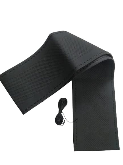 BLACKBIRD Faux Leather | Stitchable Breathable | Stitchable Anti Slip Car Grip Steering Wheel Cover (Pure Black)|B0C2VKW6H9