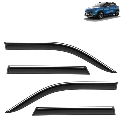 KINGSWAY Accessories Chrome Lining Door Visor Only Compatible with Maruti Suzuki Swift (Year 2024 Onwards) All Model, Premium Chromeline Unbreakable Car Rain Guard Side Rear Wind Deflectors, Pack of 4|B0D8TBQ1PM