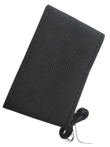 BLACKBIRD Faux Leather | Stitchable Breathable | Stitchable Anti Slip Car Grip Steering Wheel Cover (Pure Black)|B0C2VKW6H9