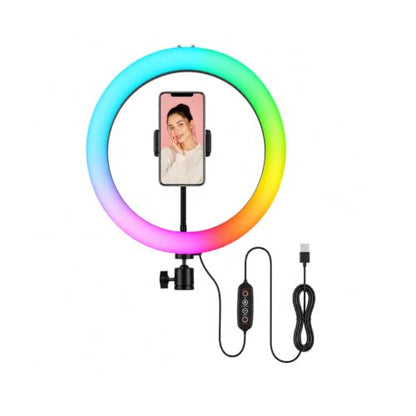 Bestor 12 Inch RGB Ring Light with Phone Holder, 3 Light Modes, 10 Brightness Levels, USB Powered LED Selfie Ring Light for Video Recording, Live Streaming, Makeup, Photography & Online Classes|B0HCBMGL1J