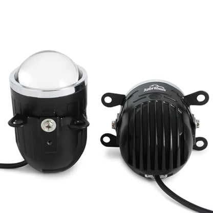 Audio Wheels 2 Inch Universal LED Projector Fog Lamp - 120W | White-6000K | 15,000LM Projector Light with Blue Lens | 12V/24V Car Driving Lamp for Vehicle Modification | 1-Year Warranty|B0FRSVL1M5