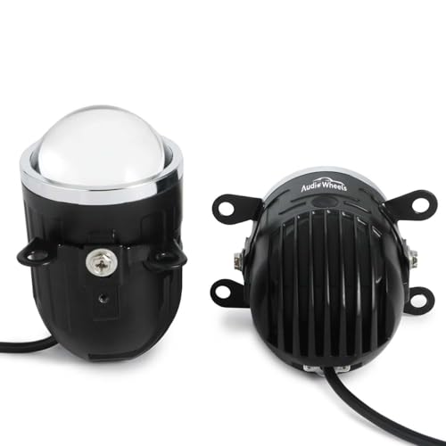 Audio Wheels 2 Inch Universal LED Projector Fog Lamp - 120W | White-6000K | 15,000LM Projector Light with Blue Lens | 12V/24V Car Driving Lamp for Vehicle Modification | 1-Year Warranty|B0FRSVL1M5