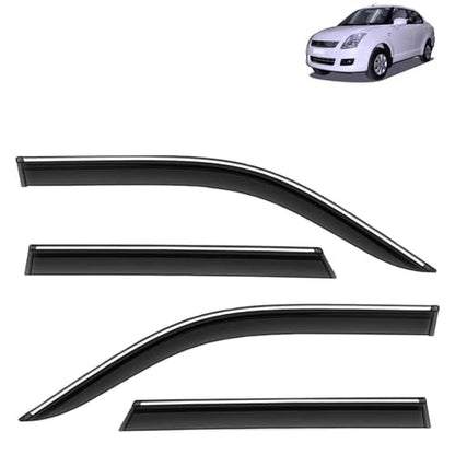 KINGSWAY Accessories Chrome Lining Door Visor Only Compatible with Maruti Suzuki Swift (Year 2024 Onwards) All Model, Premium Chromeline Unbreakable Car Rain Guard Side Rear Wind Deflectors, Pack of 4|B0D8TBQ1PM
