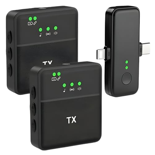 SX31 3-in-1 Wireless Microphone | Dual Channel Noise Reduction Lapel Mic for Video Recording, YouTube, Vlogging | Compatible with PC Laptop Type-C & iPhone|B0GH83NKHF