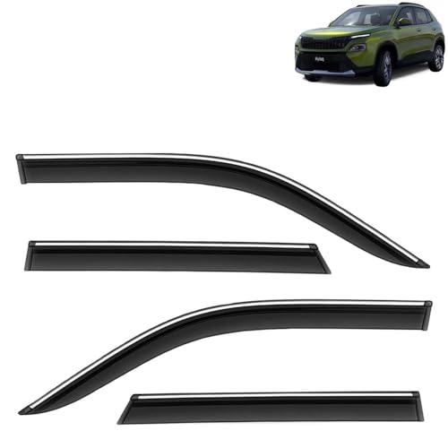 KINGSWAY Accessories Chrome Lining Door Visor Only Compatible with Maruti Suzuki Swift (Year 2024 Onwards) All Model, Premium Chromeline Unbreakable Car Rain Guard Side Rear Wind Deflectors, Pack of 4|B0D8TBQ1PM