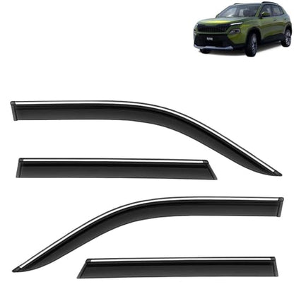 KINGSWAY Accessories Chrome Lining Door Visor Only Compatible with Maruti Suzuki Swift (Year 2024 Onwards) All Model, Premium Chromeline Unbreakable Car Rain Guard Side Rear Wind Deflectors, Pack of 4|B0D8TBQ1PM