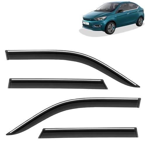 KINGSWAY Accessories Chrome Lining Door Visor Only Compatible with Maruti Suzuki Swift (Year 2024 Onwards) All Model, Premium Chromeline Unbreakable Car Rain Guard Side Rear Wind Deflectors, Pack of 4|B0D8TBQ1PM