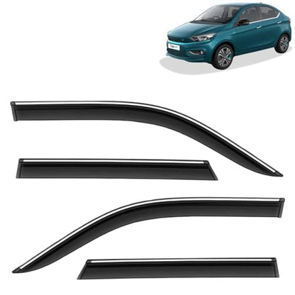 KINGSWAY Accessories Chrome Lining Door Visor Only Compatible with Maruti Suzuki Swift (Year 2024 Onwards) All Model, Premium Chromeline Unbreakable Car Rain Guard Side Rear Wind Deflectors, Pack of 4|B0D8TBQ1PM
