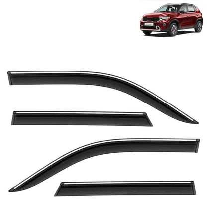KINGSWAY Accessories Chrome Lining Door Visor Only Compatible with Maruti Suzuki Swift (Year 2024 Onwards) All Model, Premium Chromeline Unbreakable Car Rain Guard Side Rear Wind Deflectors, Pack of 4|B0D8TBQ1PM