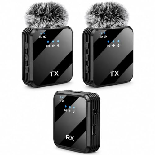 VRJTEC K205 Dual Wireless Lavalier Microphone with 360° Noise Reduction | Crystal-Clear Audio for YouTube, Vlogs, Video Recording & Meetings | Compatible with Mobile, Laptop, DSLR, GoPro & More|B0FNRK94DS