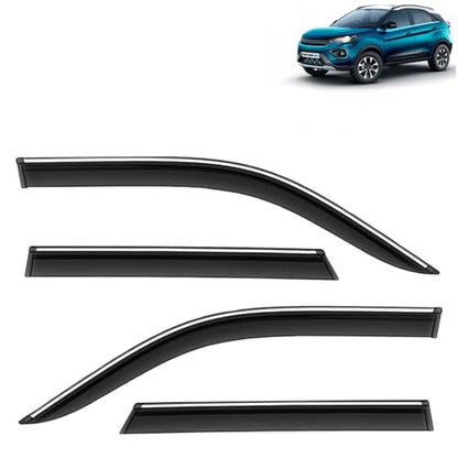 KINGSWAY Accessories Chrome Lining Door Visor Only Compatible with Maruti Suzuki Swift (Year 2024 Onwards) All Model, Premium Chromeline Unbreakable Car Rain Guard Side Rear Wind Deflectors, Pack of 4|B0D8TBQ1PM