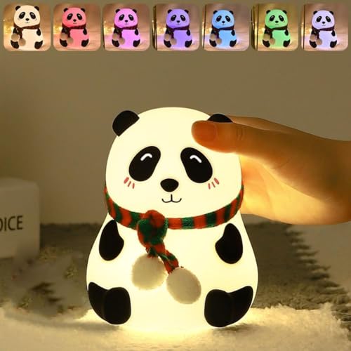 DOCAT Panda Light Night Lamp for Kids Bedroom, 8-Color LED Changing Silicone Night Light, Adorable Room Decor and Gift for Girls and Boys, Valentine's Day Gift Items for Women|B0F6CNTFJY