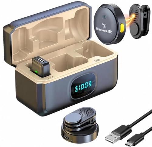 Tp MaX DuAl WiReLeSs LaVaLiEr MiCrOpHoNe FoR aNdRoId & iPhOnE | NoIsE cAnCeLlAtIoN | PlUg & PlAy | MiNi ClIp MiC fOr ViDeO rEcOrDiNg | VlOgGiNg & LiVe StReAmInG wItH cHaRgInG cAsE (Q8)|B0H8CQQXRY