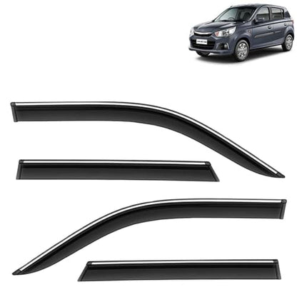 KINGSWAY Accessories Chrome Lining Door Visor Only Compatible with Maruti Suzuki Swift (Year 2024 Onwards) All Model, Premium Chromeline Unbreakable Car Rain Guard Side Rear Wind Deflectors, Pack of 4|B0D8TBQ1PM