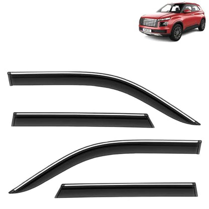KINGSWAY Accessories Chrome Lining Door Visor Only Compatible with Maruti Suzuki Swift (Year 2024 Onwards) All Model, Premium Chromeline Unbreakable Car Rain Guard Side Rear Wind Deflectors, Pack of 4|B0D8TBQ1PM