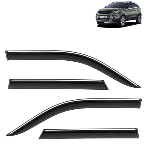 KINGSWAY Accessories Chrome Lining Door Visor Only Compatible with Maruti Suzuki Swift (Year 2024 Onwards) All Model, Premium Chromeline Unbreakable Car Rain Guard Side Rear Wind Deflectors, Pack of 4|B0D8TBQ1PM