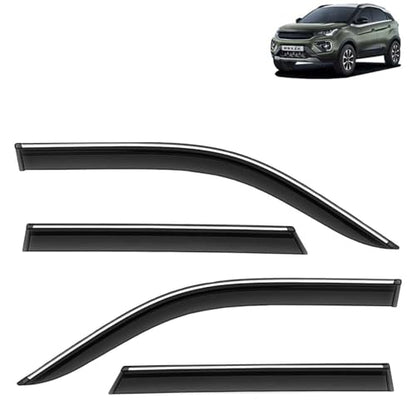 KINGSWAY Accessories Chrome Lining Door Visor Only Compatible with Maruti Suzuki Swift (Year 2024 Onwards) All Model, Premium Chromeline Unbreakable Car Rain Guard Side Rear Wind Deflectors, Pack of 4|B0D8TBQ1PM