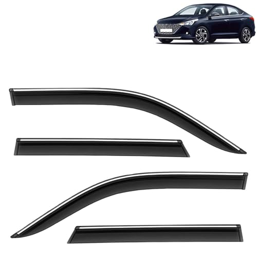 KINGSWAY Accessories Chrome Lining Door Visor Only Compatible with Maruti Suzuki Swift (Year 2024 Onwards) All Model, Premium Chromeline Unbreakable Car Rain Guard Side Rear Wind Deflectors, Pack of 4|B0D8TBQ1PM
