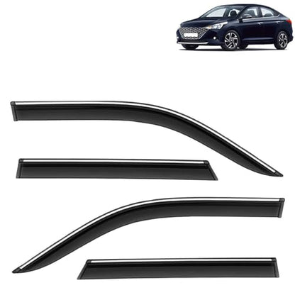 KINGSWAY Accessories Chrome Lining Door Visor Only Compatible with Maruti Suzuki Swift (Year 2024 Onwards) All Model, Premium Chromeline Unbreakable Car Rain Guard Side Rear Wind Deflectors, Pack of 4|B0D8TBQ1PM