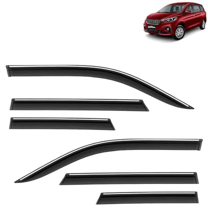 KINGSWAY Accessories Chrome Lining Door Visor Only Compatible with Maruti Suzuki Swift (Year 2024 Onwards) All Model, Premium Chromeline Unbreakable Car Rain Guard Side Rear Wind Deflectors, Pack of 4|B0D8TBQ1PM