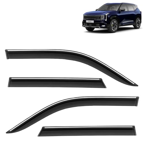 KINGSWAY Accessories Chrome Lining Door Visor Only Compatible with Maruti Suzuki Swift (Year 2024 Onwards) All Model, Premium Chromeline Unbreakable Car Rain Guard Side Rear Wind Deflectors, Pack of 4|B0D8TBQ1PM
