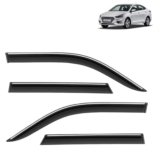 KINGSWAY Accessories Chrome Lining Door Visor Only Compatible with Maruti Suzuki Swift (Year 2024 Onwards) All Model, Premium Chromeline Unbreakable Car Rain Guard Side Rear Wind Deflectors, Pack of 4|B0D8TBQ1PM