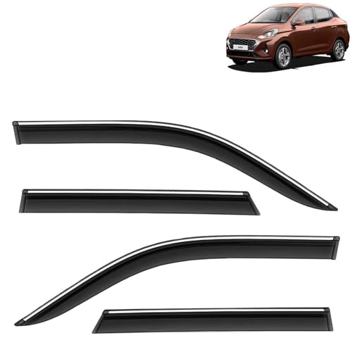 KINGSWAY Accessories Chrome Lining Door Visor Only Compatible with Maruti Suzuki Swift (Year 2024 Onwards) All Model, Premium Chromeline Unbreakable Car Rain Guard Side Rear Wind Deflectors, Pack of 4|B0D8TBQ1PM