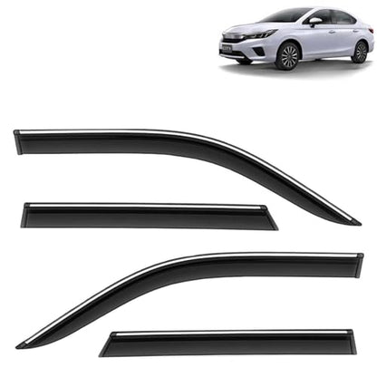 KINGSWAY Accessories Chrome Lining Door Visor Only Compatible with Maruti Suzuki Swift (Year 2024 Onwards) All Model, Premium Chromeline Unbreakable Car Rain Guard Side Rear Wind Deflectors, Pack of 4|B0D8TBQ1PM