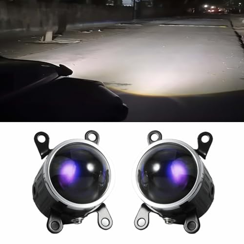Audio Wheels 2 Inch Universal LED Projector Fog Lamp - 120W | White-6000K | 15,000LM Projector Light with Blue Lens | 12V/24V Car Driving Lamp for Vehicle Modification | 1-Year Warranty|B0FRSVL1M5