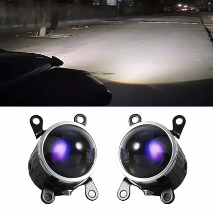 Audio Wheels 2 Inch Universal LED Projector Fog Lamp - 120W | White-6000K | 15,000LM Projector Light with Blue Lens | 12V/24V Car Driving Lamp for Vehicle Modification | 1-Year Warranty|B0FRSVL1M5