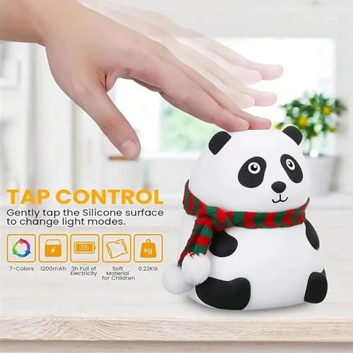 DOCAT Panda Light Night Lamp for Kids Bedroom, 8-Color LED Changing Silicone Night Light, Adorable Room Decor and Gift for Girls and Boys, Valentine's Day Gift Items for Women|B0F6CNTFJY