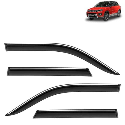 KINGSWAY Accessories Chrome Lining Door Visor Only Compatible with Maruti Suzuki Swift (Year 2024 Onwards) All Model, Premium Chromeline Unbreakable Car Rain Guard Side Rear Wind Deflectors, Pack of 4|B0D8TBQ1PM