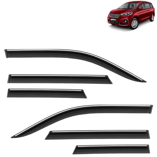 KINGSWAY Accessories Chrome Lining Door Visor Only Compatible with Maruti Suzuki Swift (Year 2024 Onwards) All Model, Premium Chromeline Unbreakable Car Rain Guard Side Rear Wind Deflectors, Pack of 4|B0D8TBQ1PM