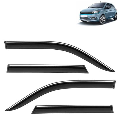 KINGSWAY Accessories Chrome Lining Door Visor Only Compatible with Maruti Suzuki Swift (Year 2024 Onwards) All Model, Premium Chromeline Unbreakable Car Rain Guard Side Rear Wind Deflectors, Pack of 4|B0D8TBQ1PM