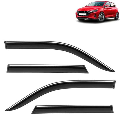 KINGSWAY Accessories Chrome Lining Door Visor Only Compatible with Maruti Suzuki Swift (Year 2024 Onwards) All Model, Premium Chromeline Unbreakable Car Rain Guard Side Rear Wind Deflectors, Pack of 4|B0D8TBQ1PM