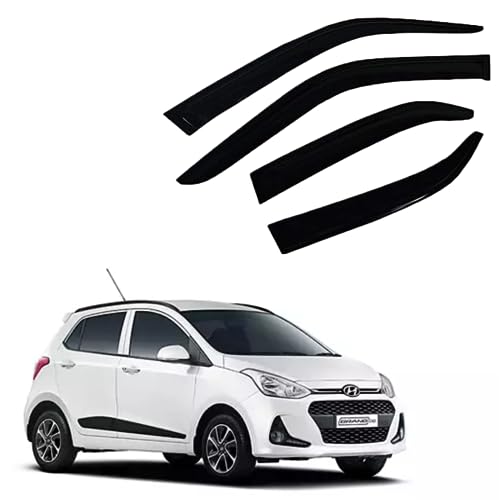 Car Rain Wind Door Visor/Side Window Deflector/Unbreakable/Rain Guard/Wind Guard Accessories Compatible for (Hyundai i10 Grand)|B089R54TNN