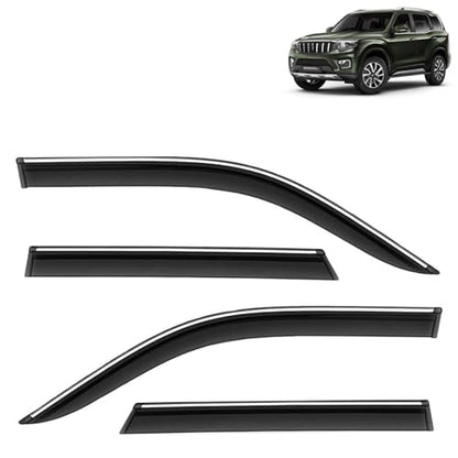 KINGSWAY Accessories Chrome Lining Door Visor Only Compatible with Maruti Suzuki Swift (Year 2024 Onwards) All Model, Premium Chromeline Unbreakable Car Rain Guard Side Rear Wind Deflectors, Pack of 4|B0D8TBQ1PM