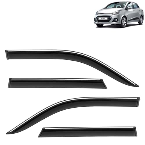 KINGSWAY Accessories Chrome Lining Door Visor Only Compatible with Maruti Suzuki Swift (Year 2024 Onwards) All Model, Premium Chromeline Unbreakable Car Rain Guard Side Rear Wind Deflectors, Pack of 4|B0D8TBQ1PM