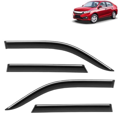 KINGSWAY Accessories Chrome Lining Door Visor Only Compatible with Maruti Suzuki Swift (Year 2024 Onwards) All Model, Premium Chromeline Unbreakable Car Rain Guard Side Rear Wind Deflectors, Pack of 4|B0D8TBQ1PM