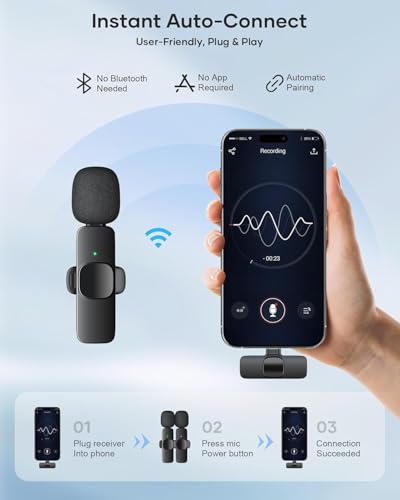 K9 Dual Wireless Microphone (2 Mics) for Mobile – Plug & Play Lavalier Mic for iPhone & Android, Clip On Mic for YouTube, Reels, Vlogging, Interviews & Video Recording|B0G5J1W97R